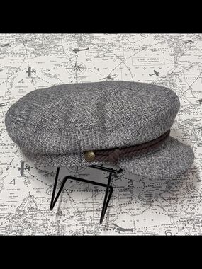Brixton Grey Herringbone Fiddler Cap - Size Large (7 ½)